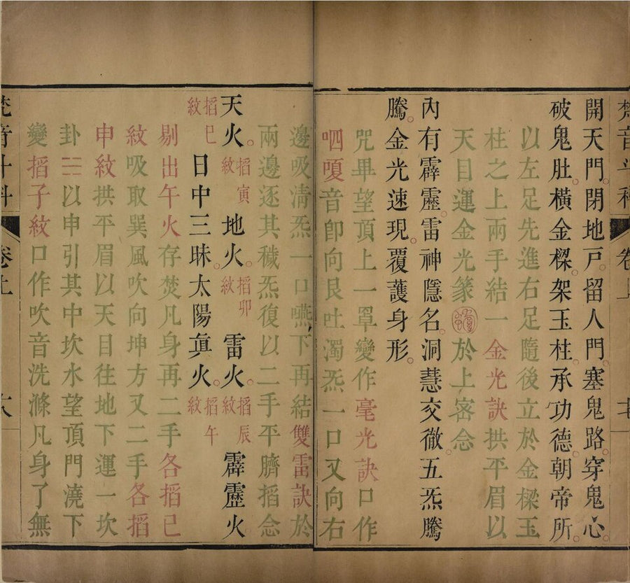 Historical Jin Guang Zhuan reference and a small red circular talisman in Lou Jinyuan's Fanyin Douke, scan page 22.