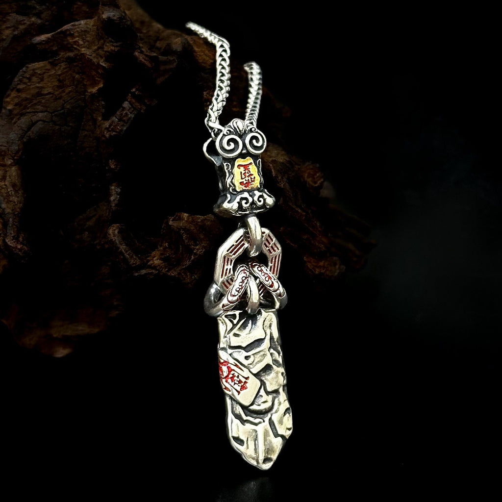 TaoWards Taoist Silver Sculpted Sword Pendant