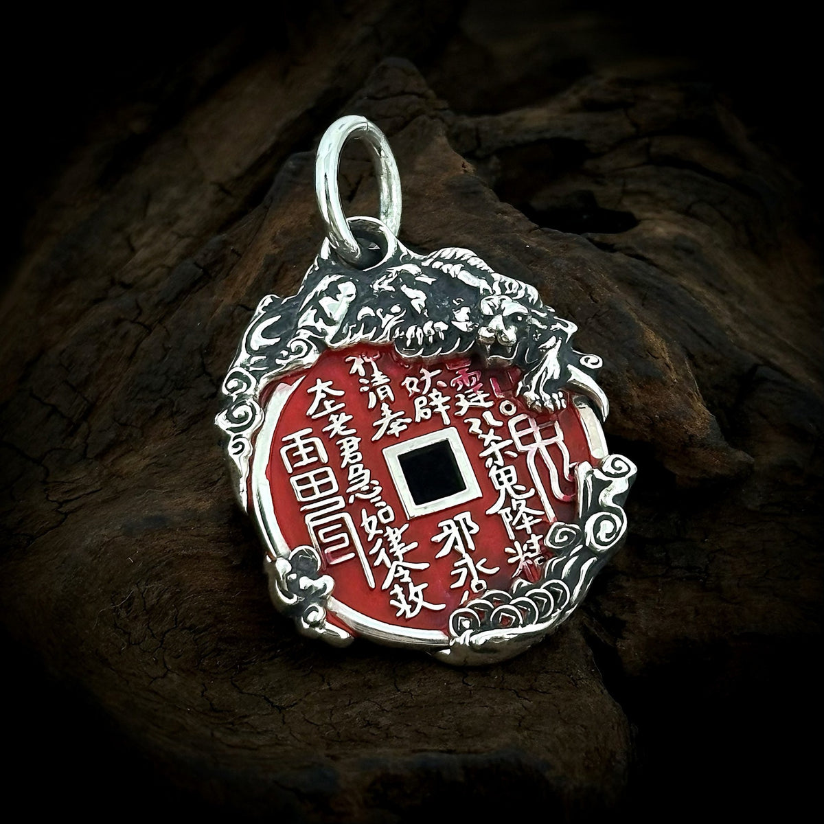 TaoWards White Tiger Coin Pendant front