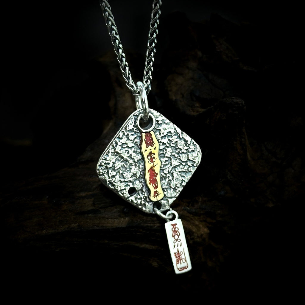 TaoWards Wealth Treasury Textured Tag Pendant Necklace — alternate angle