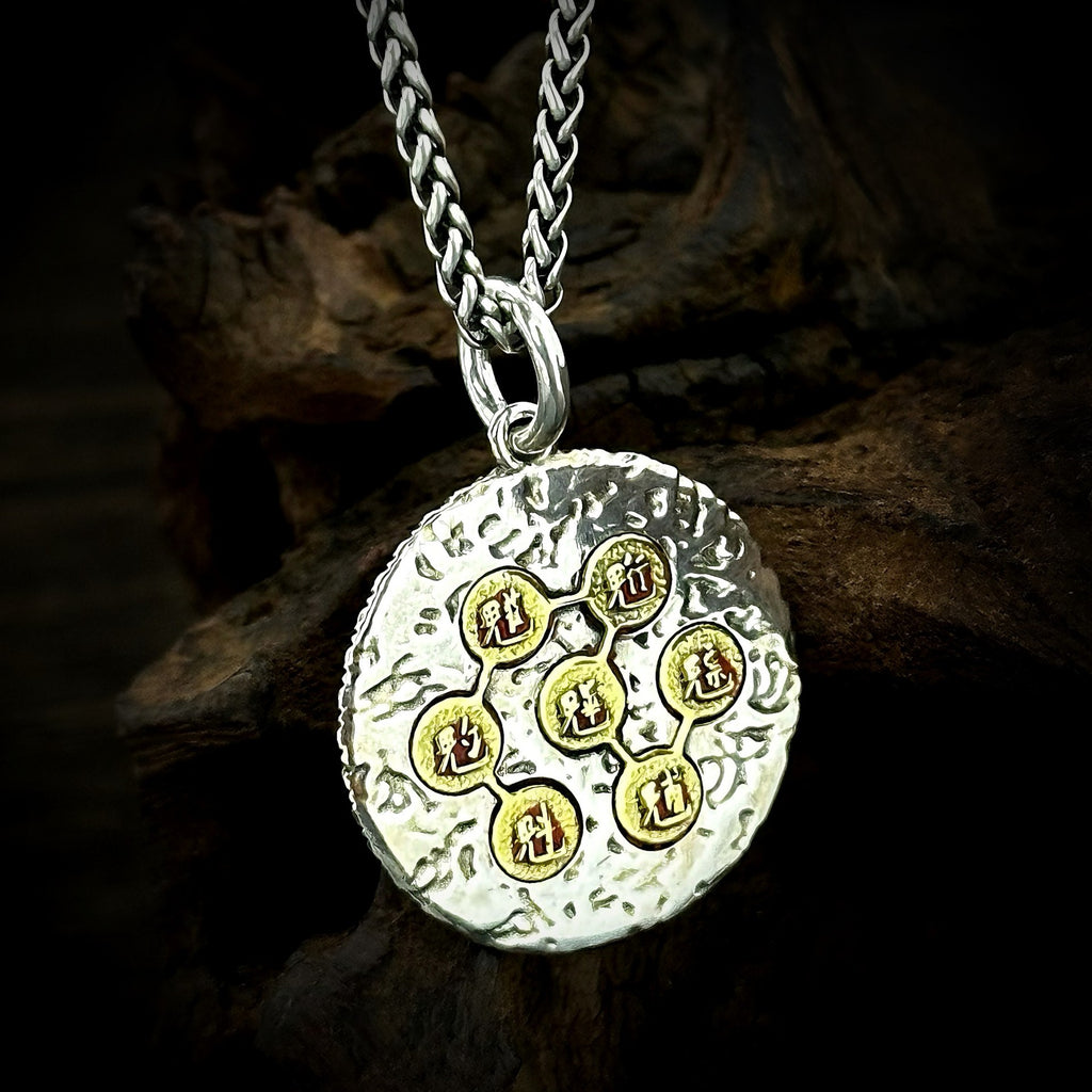 TaoWards Golden Light Round Medallion Pendant Necklace — alternate angle