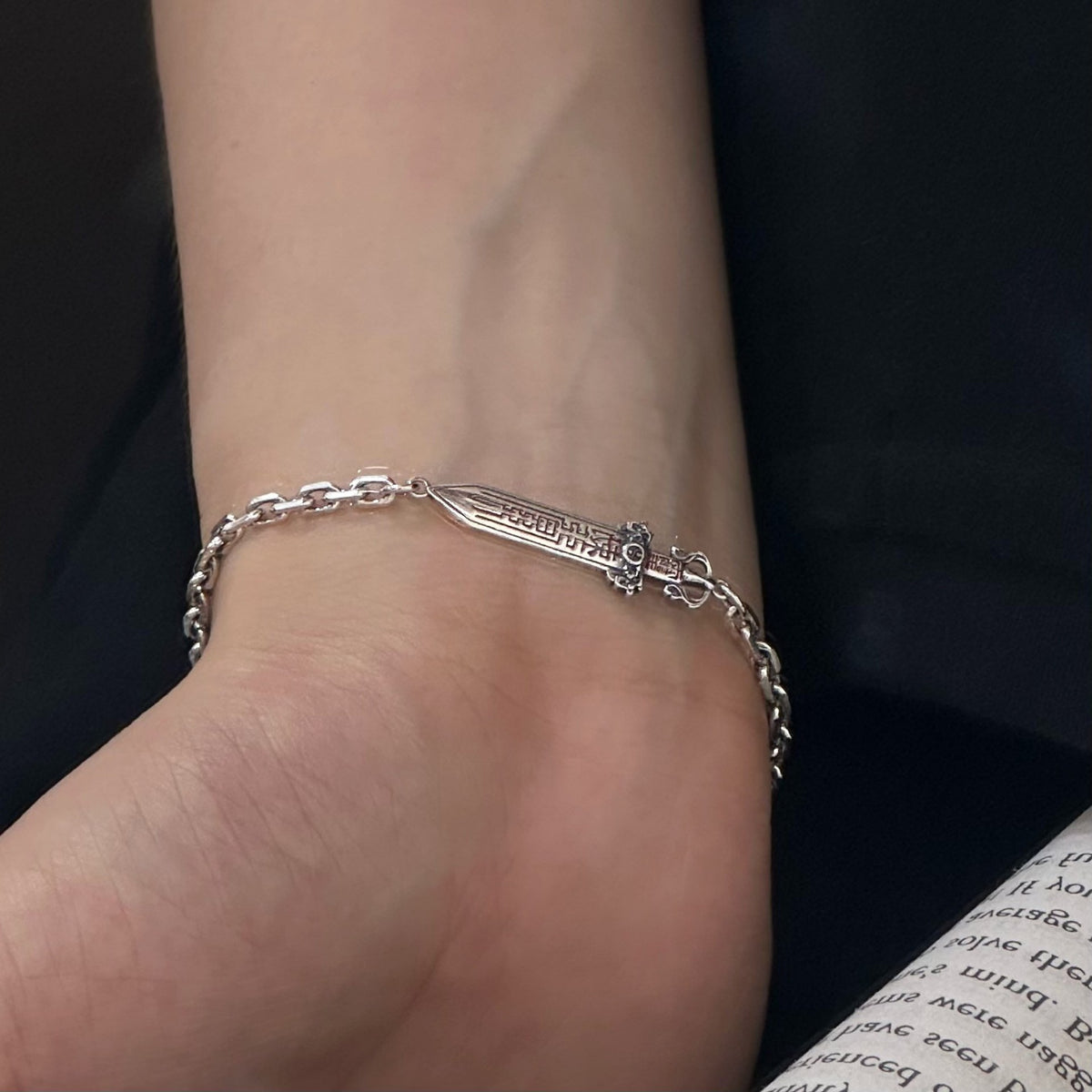 TaoWards Ziwei Talisman Sword Chain Bracelet — worn view