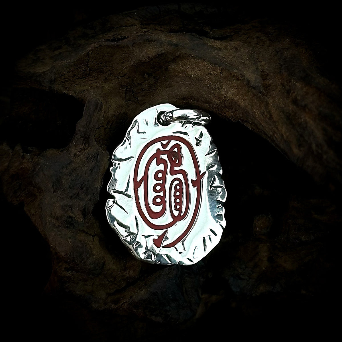 TaoWards Red Sigil Oval Pendant front