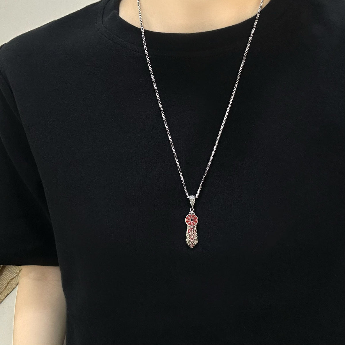 TaoWards Taoist Silver Shan Gui Coin & Seven Star Sword Pendant