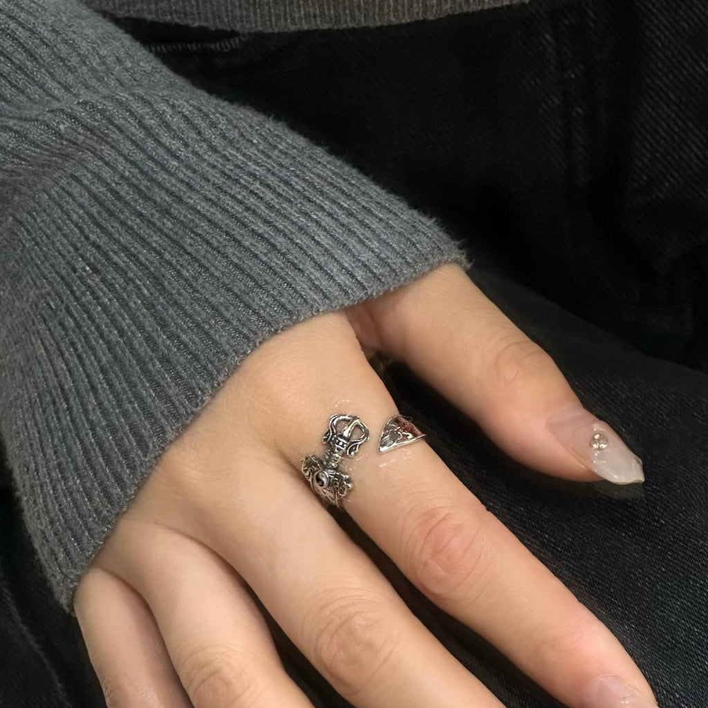 TaoWards Ziwei Talisman Sword Open Ring — worn view
