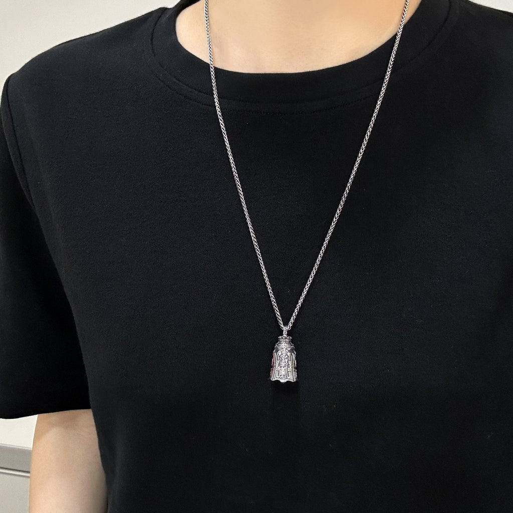 TaoWards Sanqing Bell Pendant Necklace — worn view