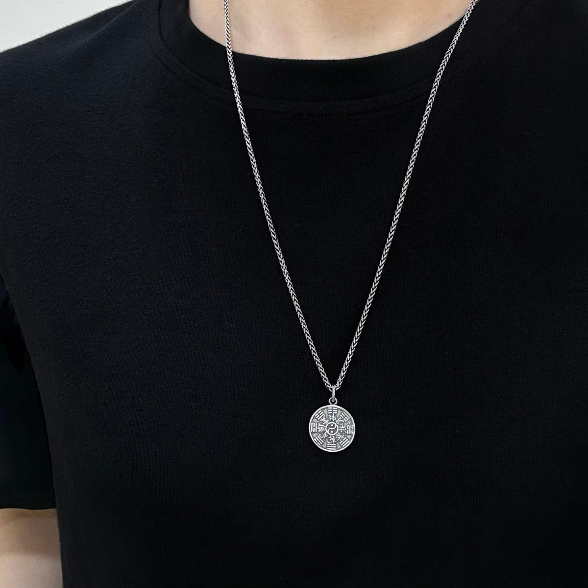 TaoWards Five Wealth Gods Bagua Coin Pendant Necklace — design detail