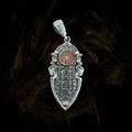 TaoWards ornate Chinese coin pendant with red and gold-tone details