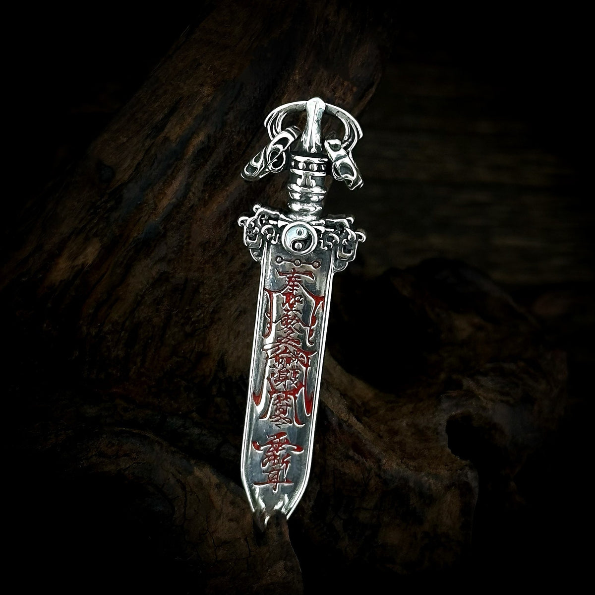 TaoWards Red Engraved Sword Pendant reverse engraving