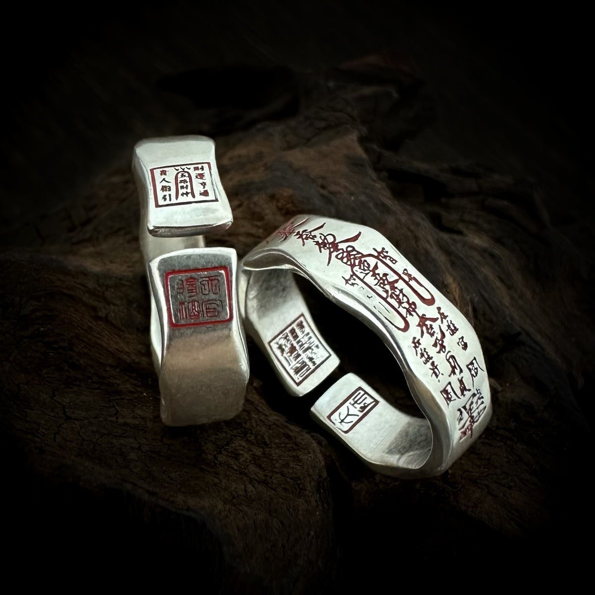 TaoWards Taoist Silver Five Gods of Wealth Open Ring