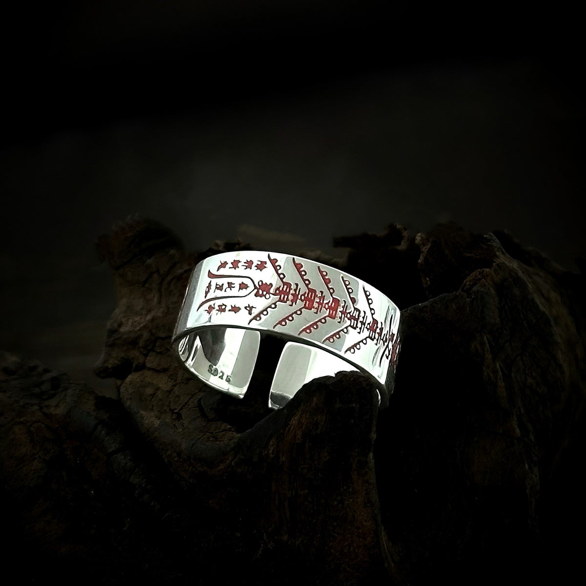TaoWards Five Thunder Inscription Open Ring — alternate angle