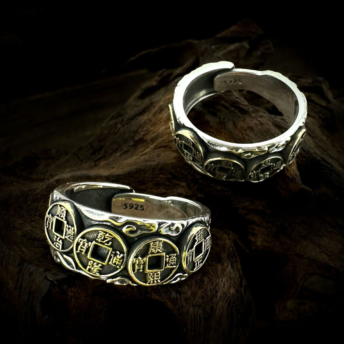 TaoWards Five Emperor Coin Open Ring — design detail