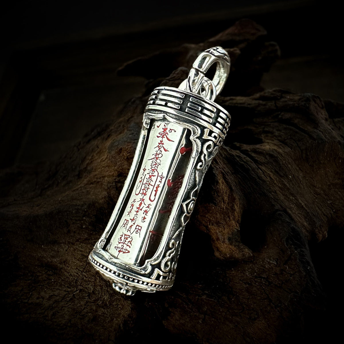 TaoWards Rotating Talisman Column Pendant Necklace — front view