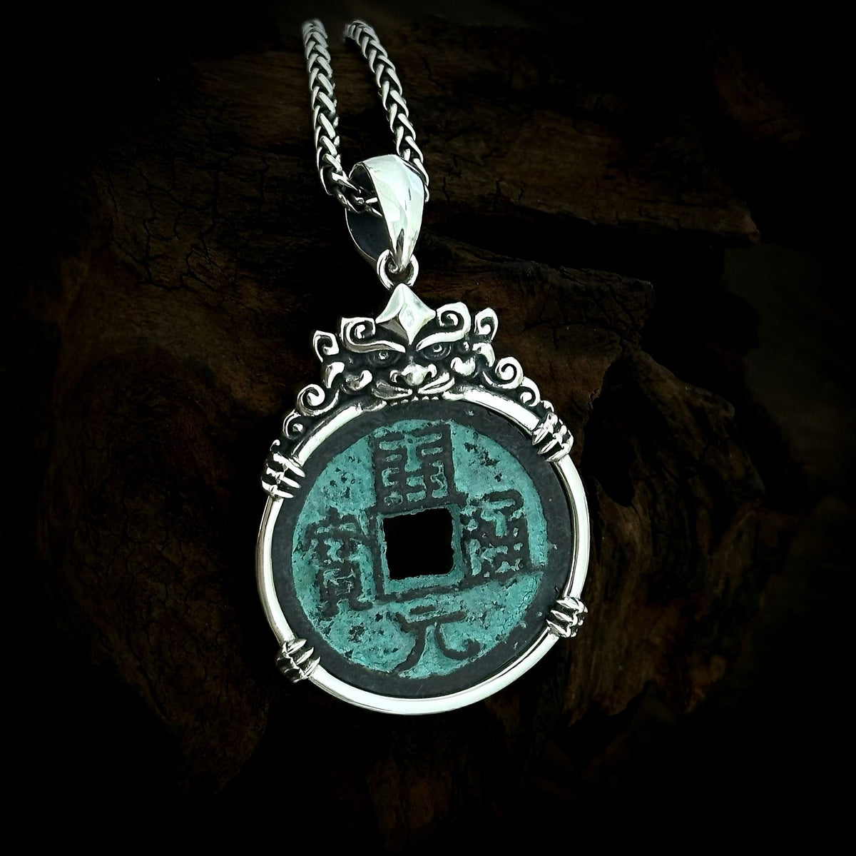 TaoWards Zhao Gongming Copper Coin Pendant Necklace — alternate angle