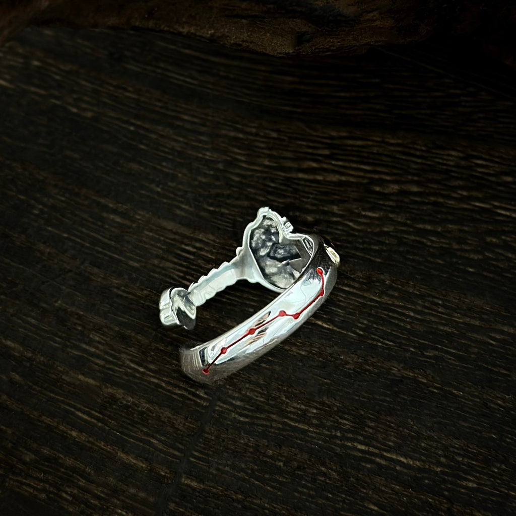 TaoWards Sword and Yin Yang Open Ring red dot-and-line engraving