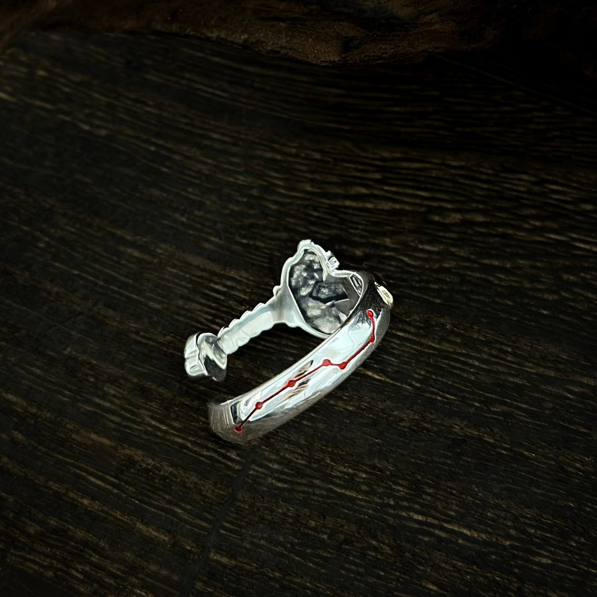 TaoWards Sword and Yin Yang Open Ring red dot-and-line engraving