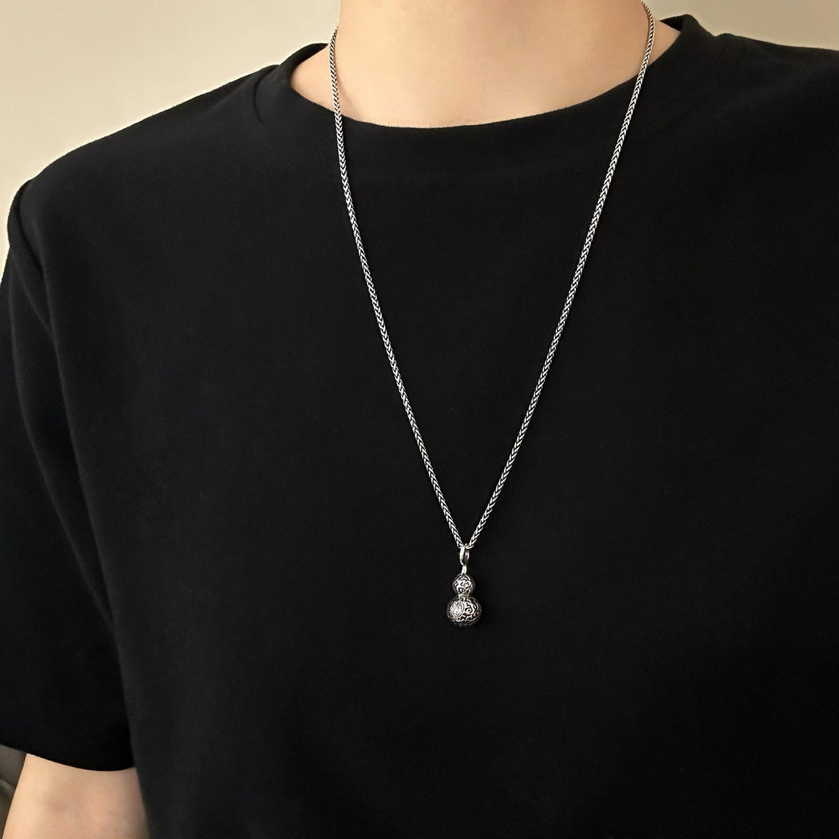 TaoWards Ziwei Talisman Gourd Pendant Necklace — worn view