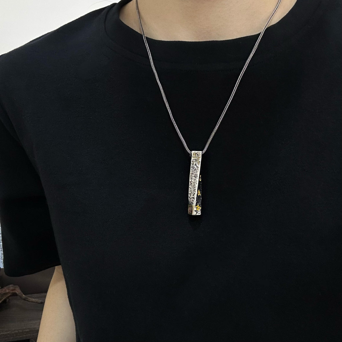 TaoWards Copper-Accent Tianpeng Ruler Pendant Necklace — worn view