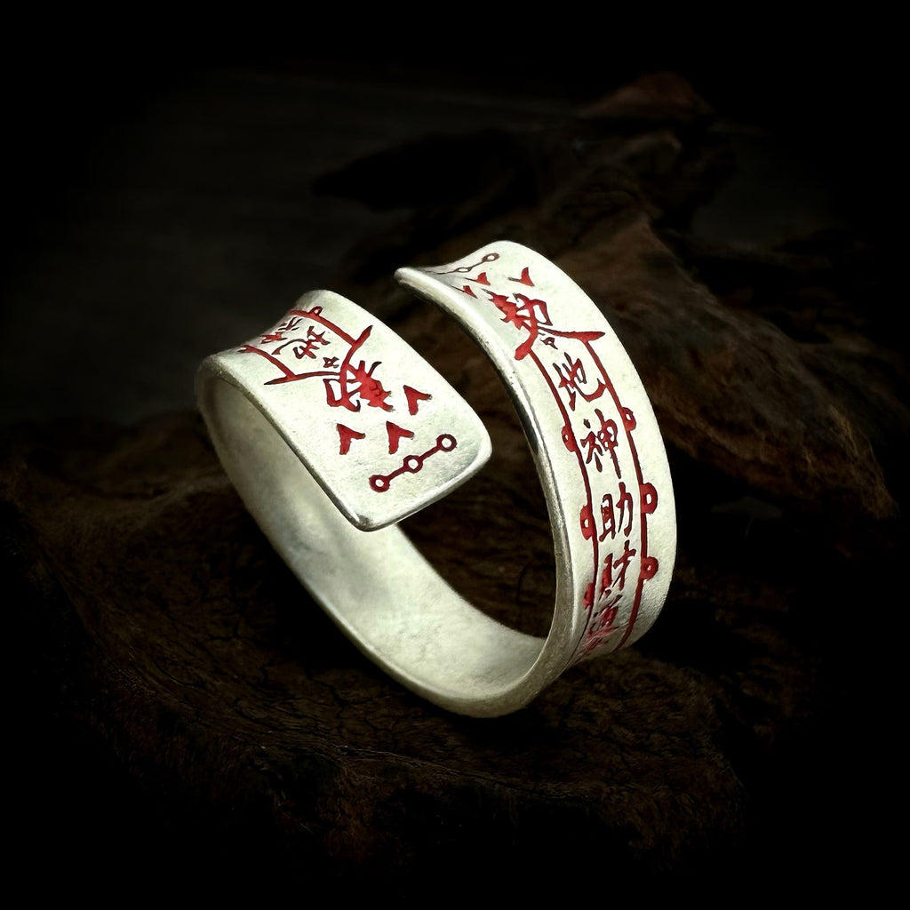 TaoWards Wealth Talisman Bypass Open Ring — front view