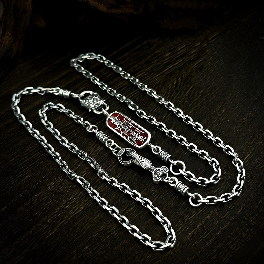 TaoWards Talisman Link Chain Necklace — chain laid out