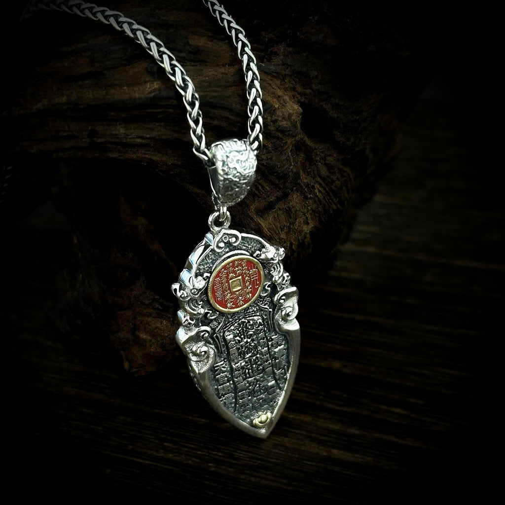 TaoWards coin pendant on a chain for styling; chain not included