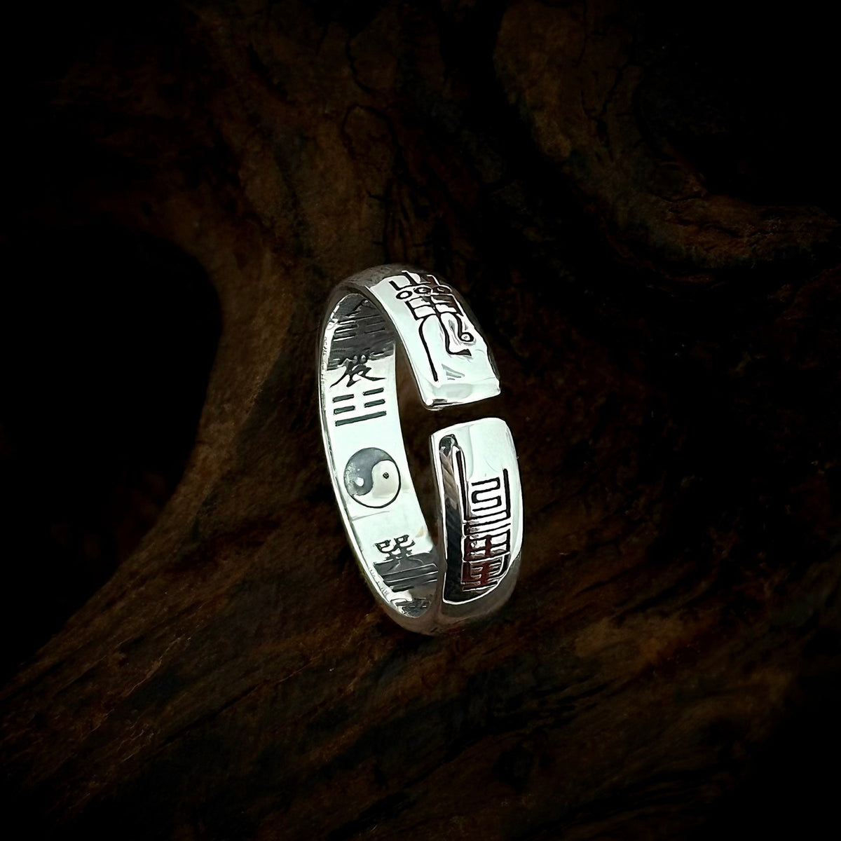 TaoWards Slim Shan Gui Inscription Open Ring — alternate angle