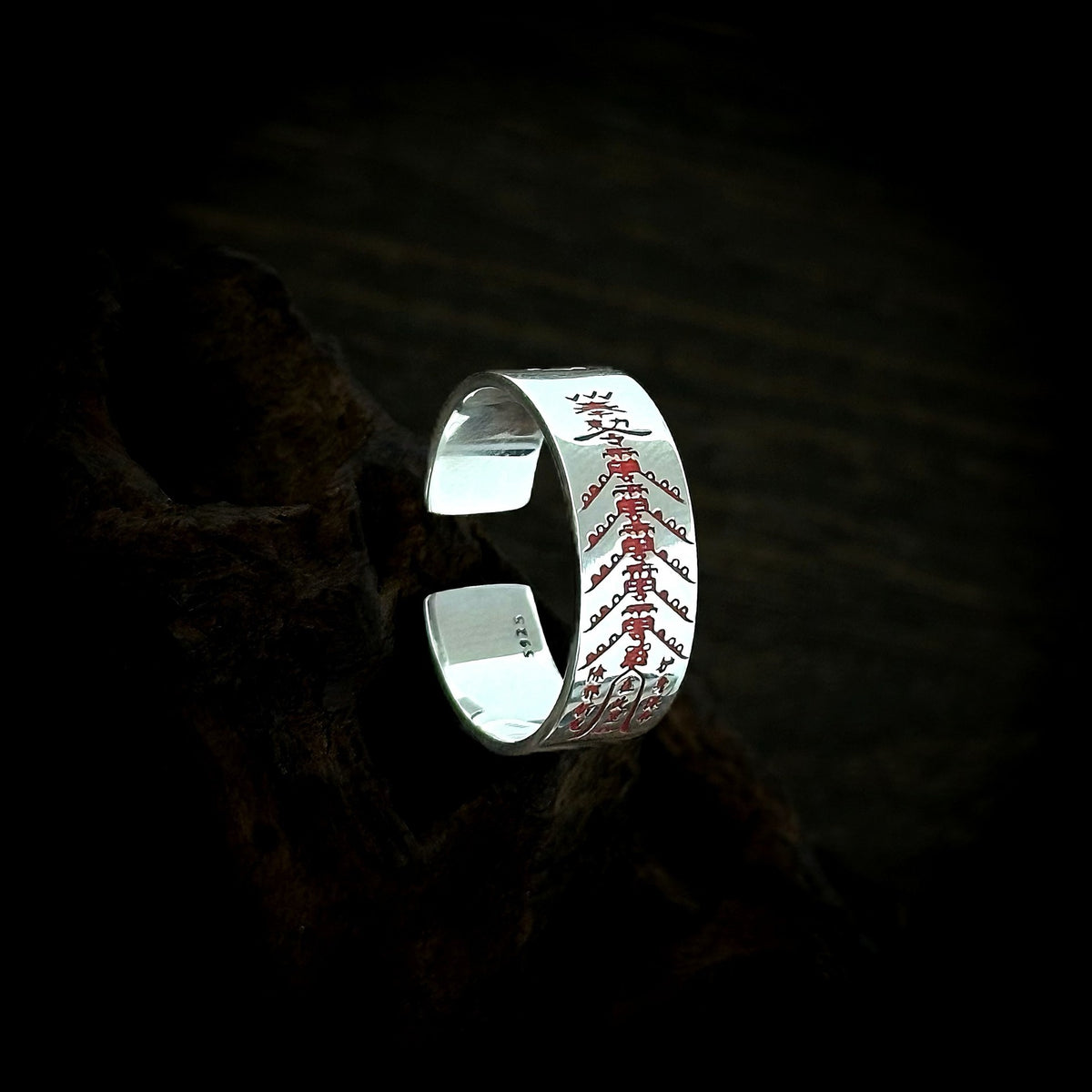 TaoWards Five Thunder Inscription Open Ring — front view