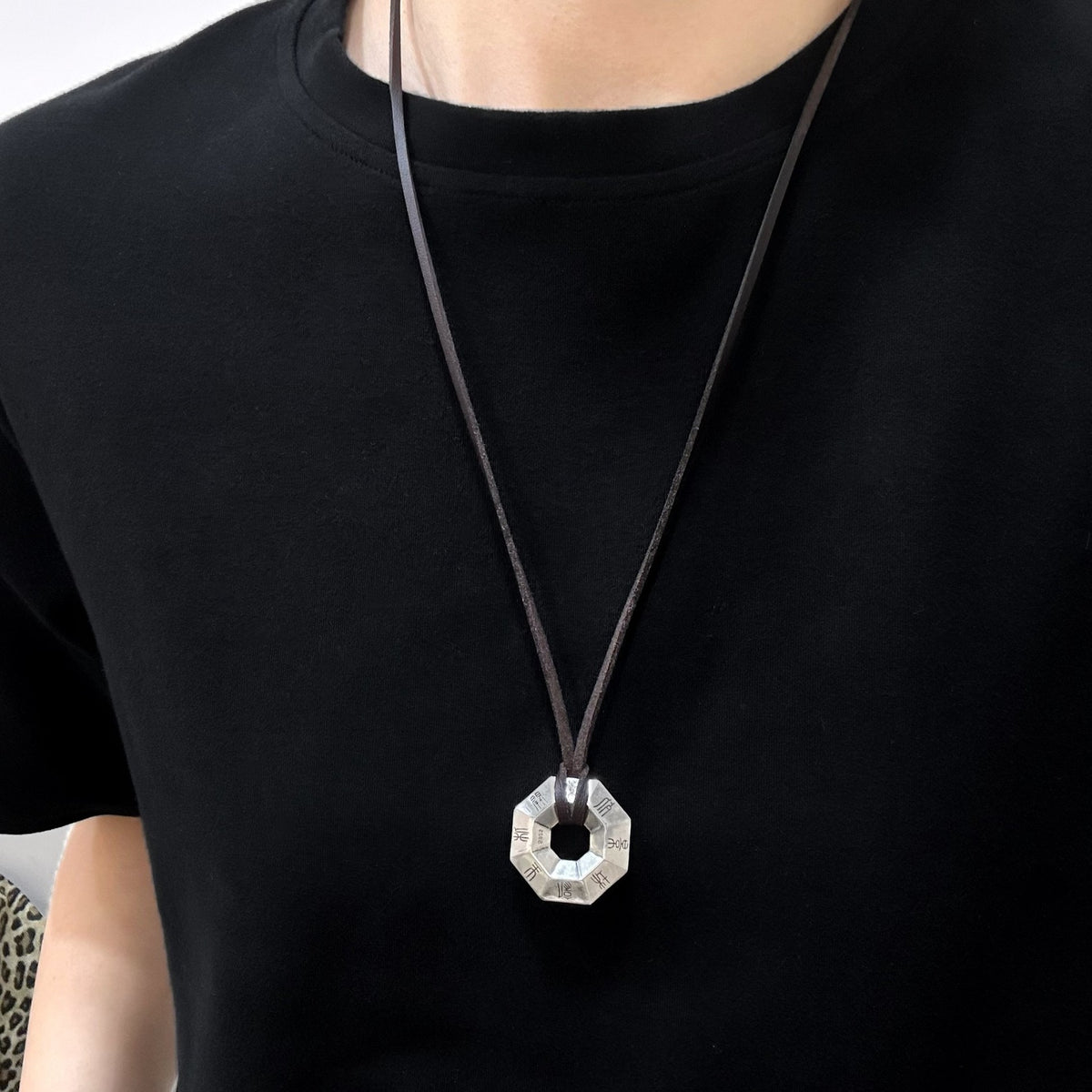 TaoWards Octagonal Bagua Pendant Necklace — worn view
