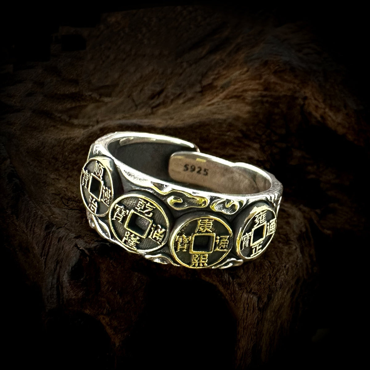 TaoWards Five Emperor Coin Open Ring — additional design view