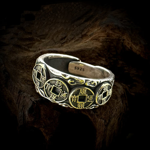 TaoWards Five Emperor Coin Open Ring — additional design view