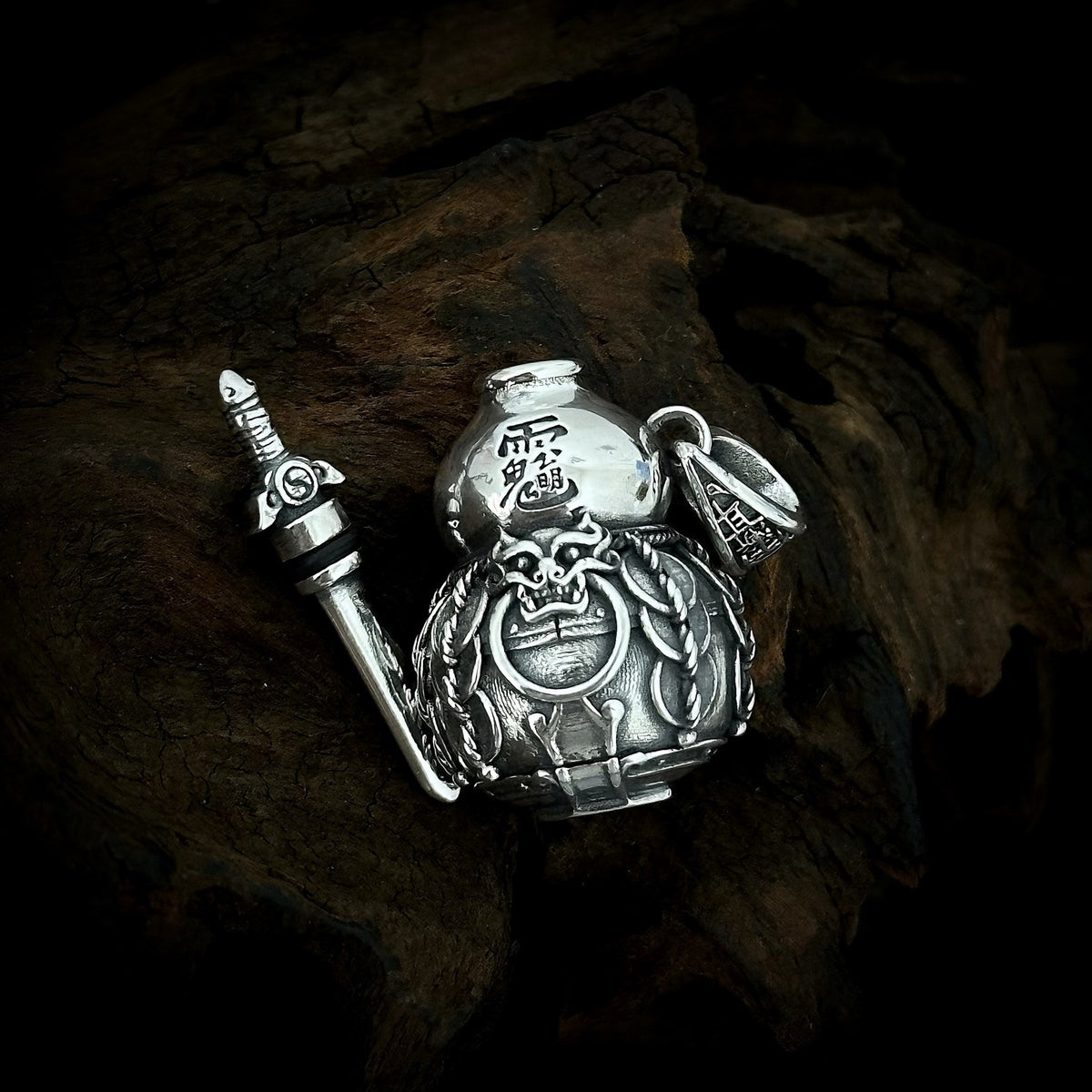 TaoWards Sword and Gourd Pendant Necklace — front view