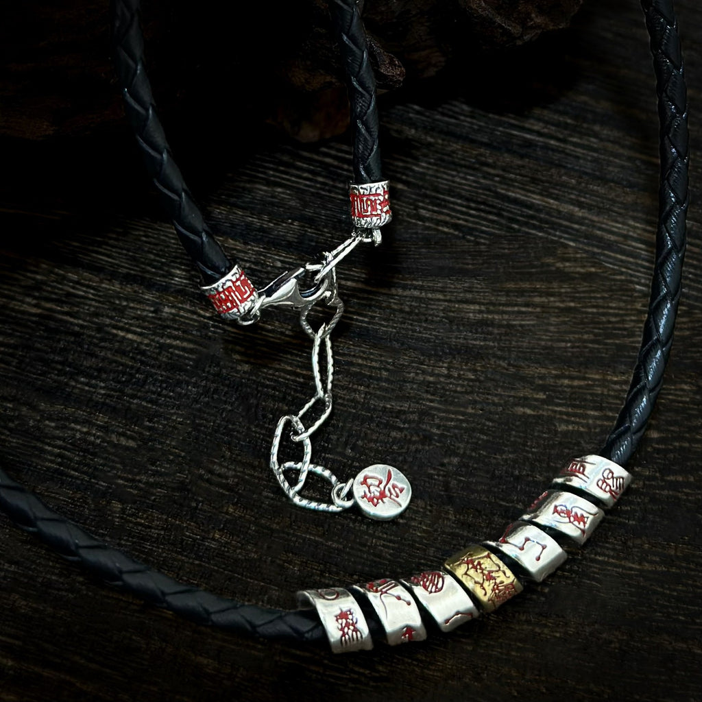 TaoWards seven bead cord necklace with lobster clasp and extension