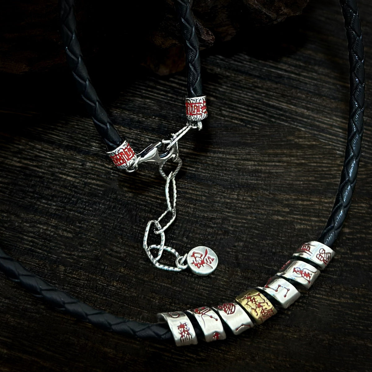 TaoWards seven bead cord necklace with lobster clasp and extension