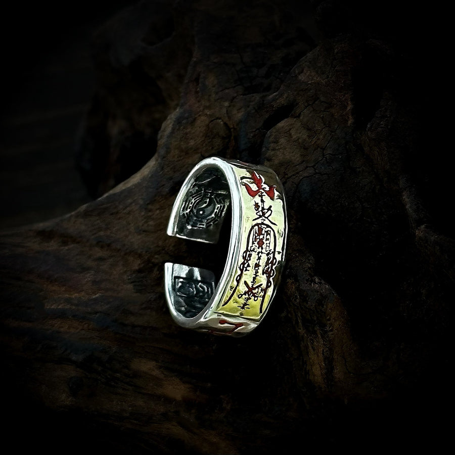 TaoWards Two-Tone Talisman Open Ring — front view