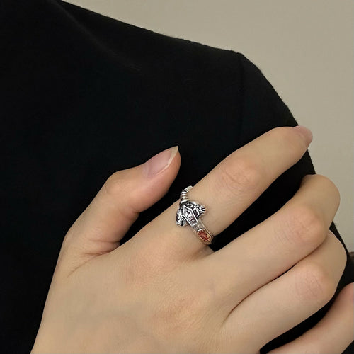 TaoWards Sword and Yin Yang Open Ring worn on a hand