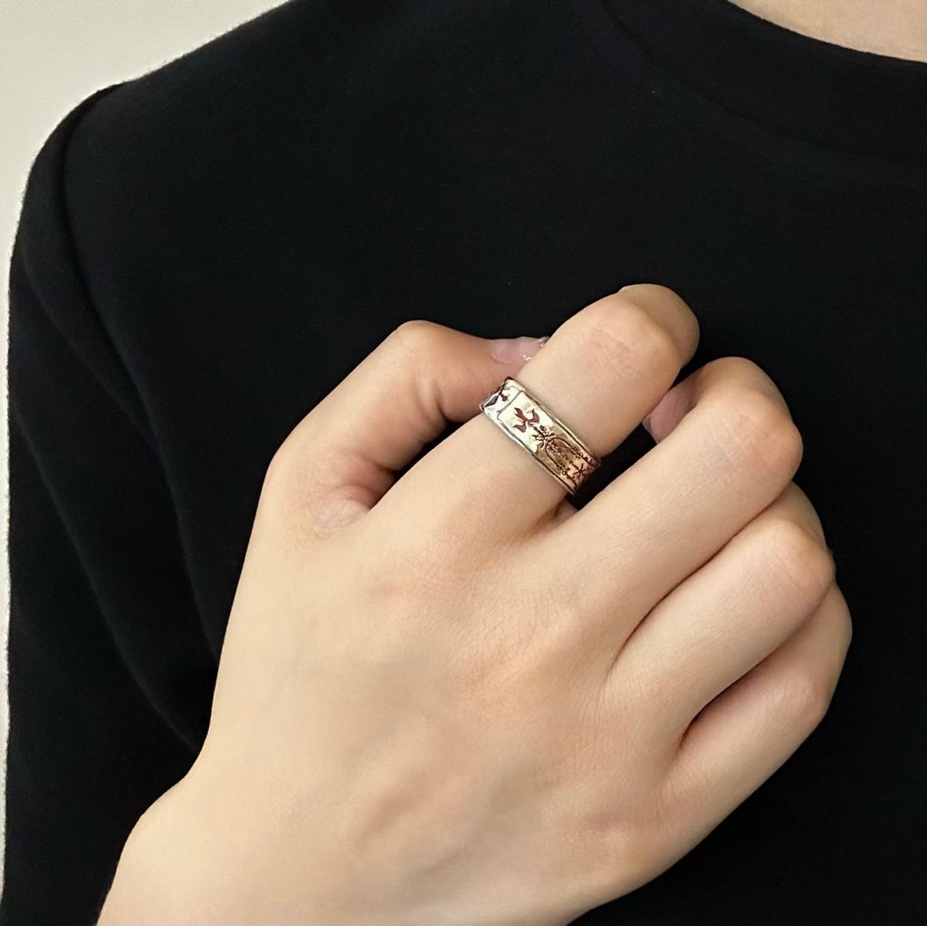 TaoWards Two-Tone Talisman Open Ring — worn view