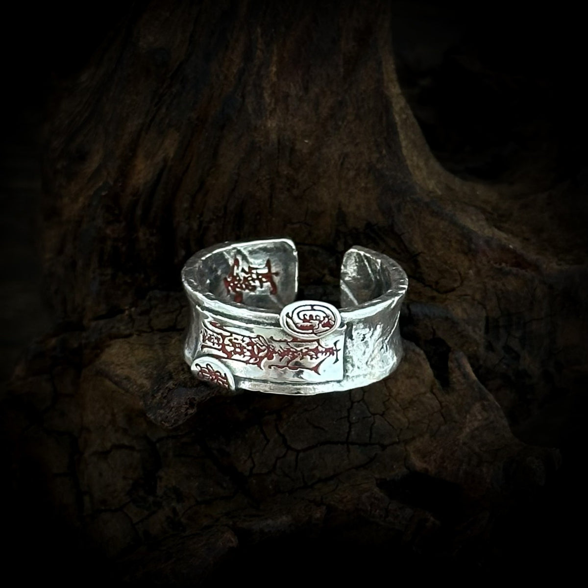 TaoWards Talisman Scroll Open Ring — alternate angle