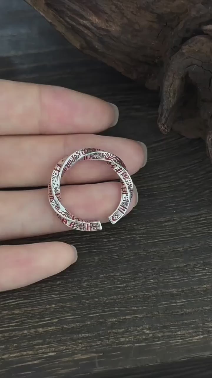 TaoWards Taoist Silver Tianpeng Ruler Open Ring