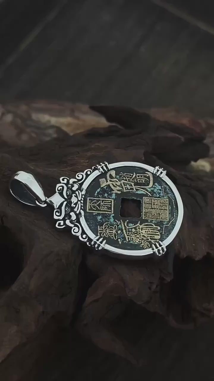 TaoWards S925 Silver Zhao Gongming Copper Coin Pendant product video