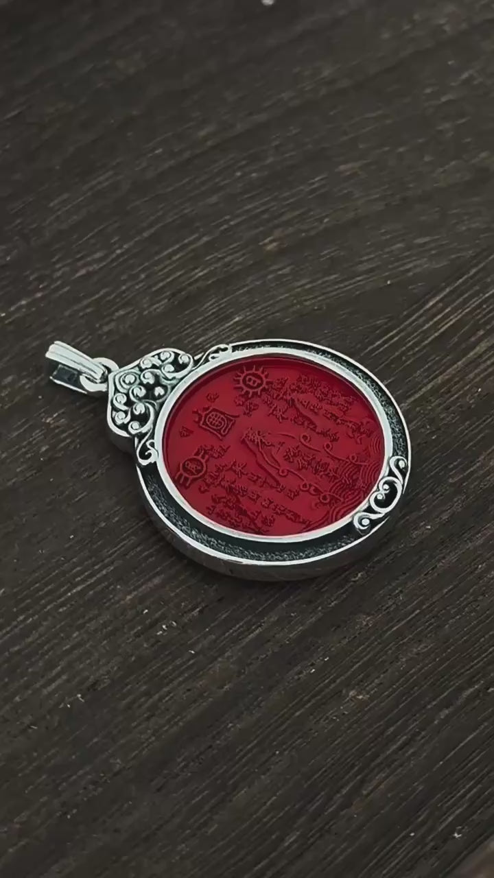 TaoWards S925 Silver Shan Hai Zhen Red Medallion Pendant product video