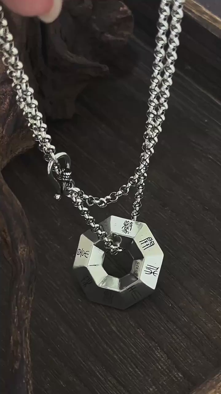 TaoWards S925 Silver Octagonal Bagua Pendant product video