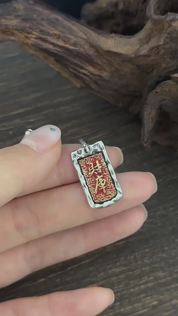 TaoWards Taoist Silver Wealth Treasury Tag Pendant