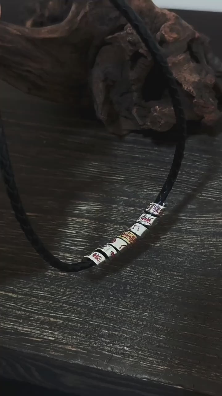 TaoWards Taoist Silver Big Dipper Leather Cord Necklace