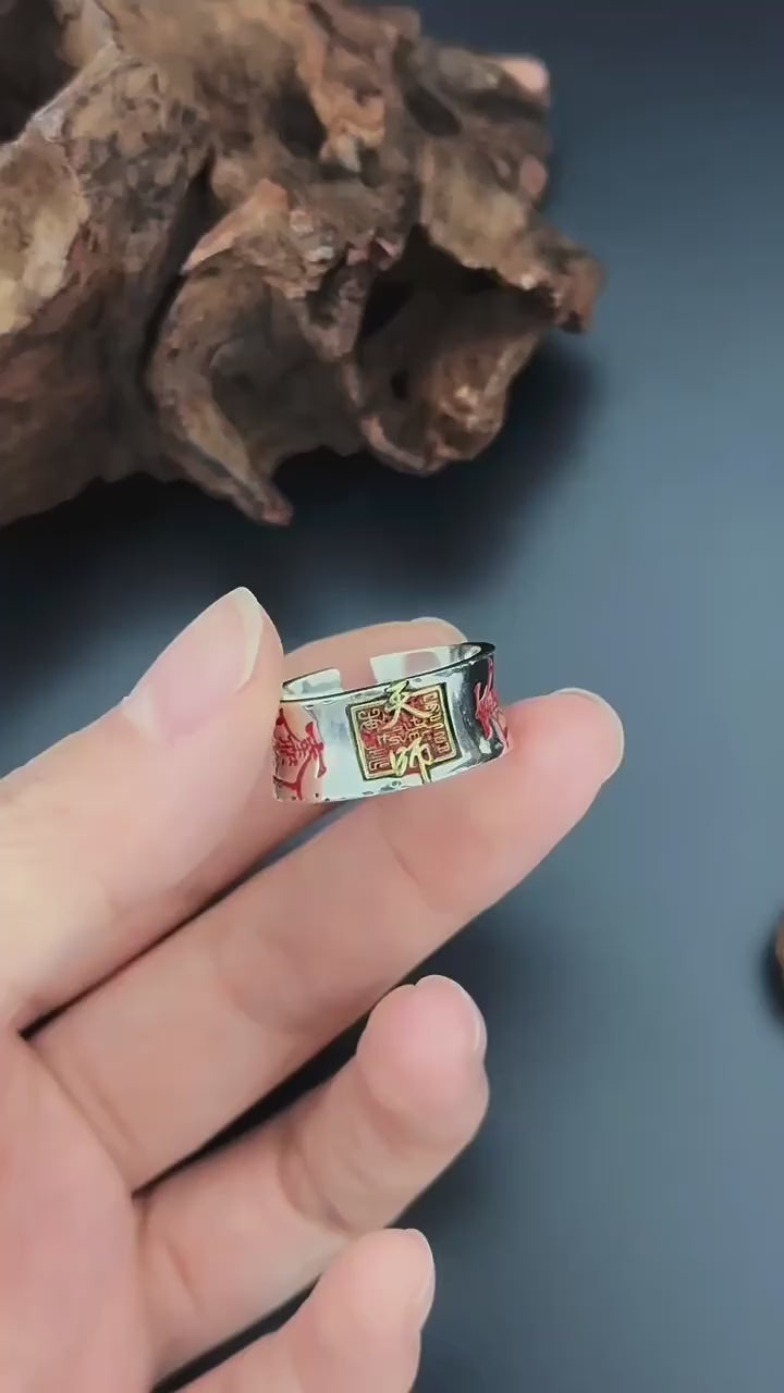 TaoWards Taoist Silver Celestial Master Talisman Open Ring